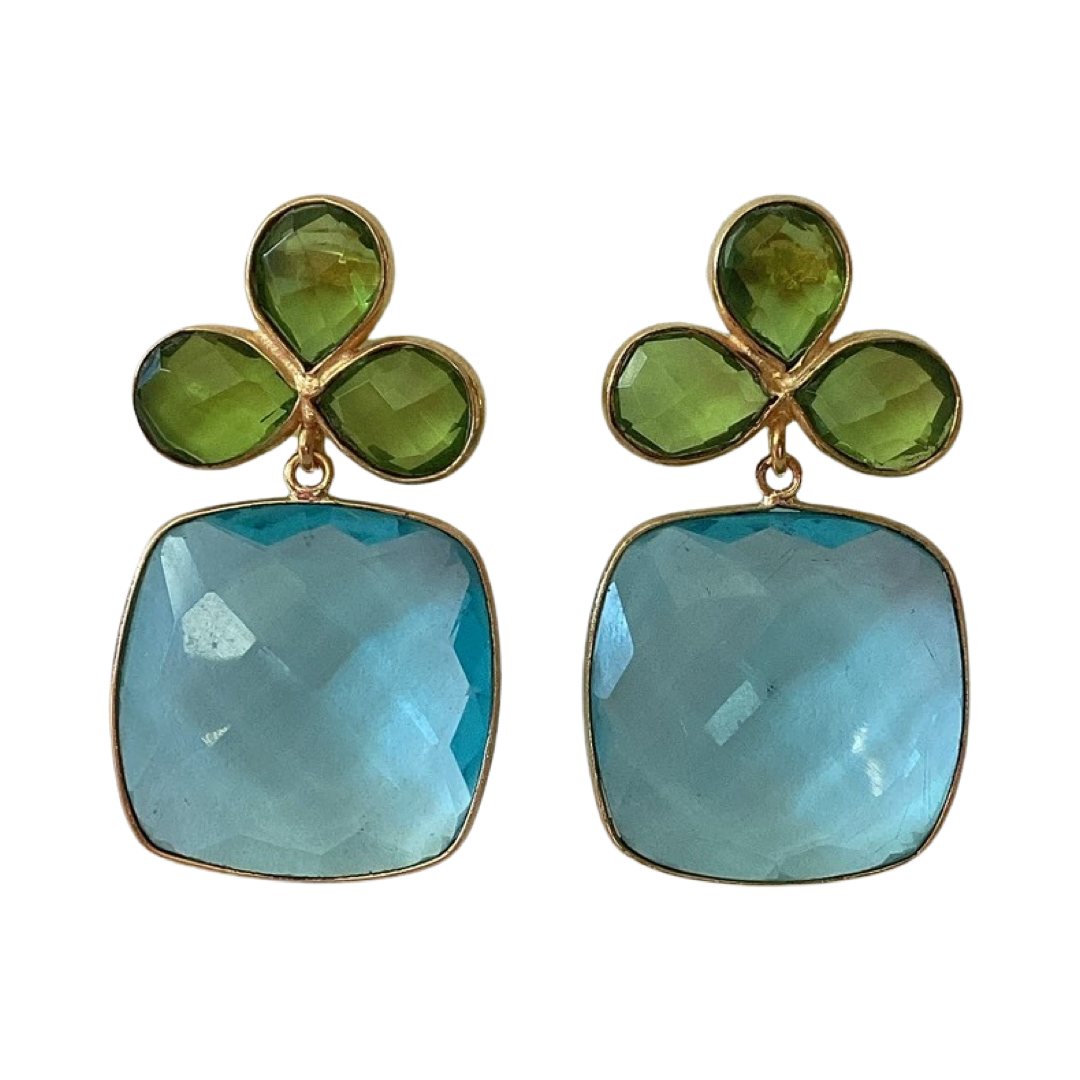 Delleny Green & Aqua Quartz Earrings
