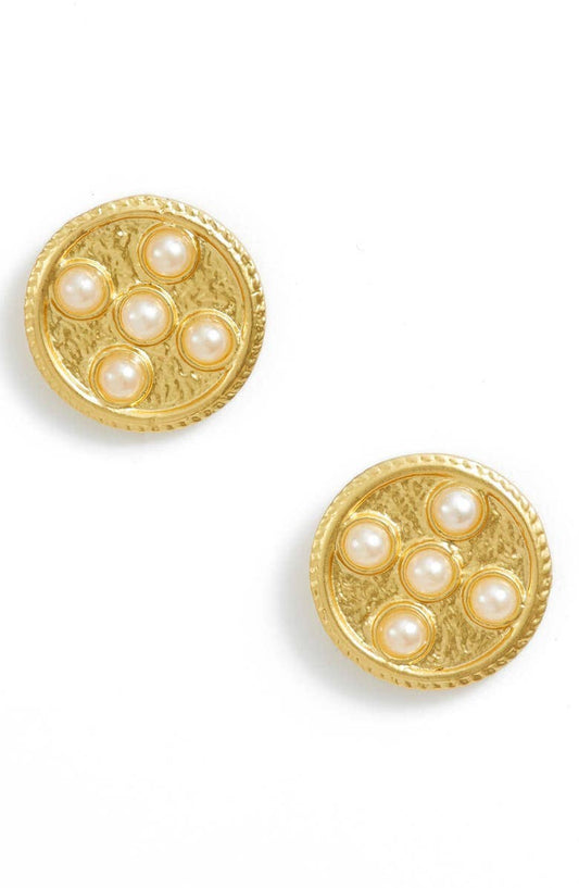 Pearl Round Stud Earrings