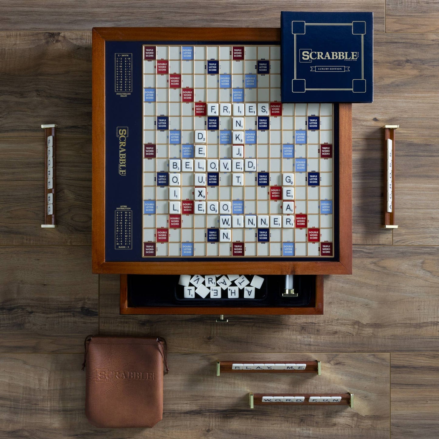 Scrabble Trophy Edition with Rotating Game Board