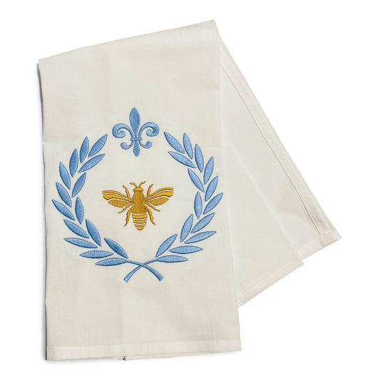 Bee on Laurel Wreath Cotton Towel
