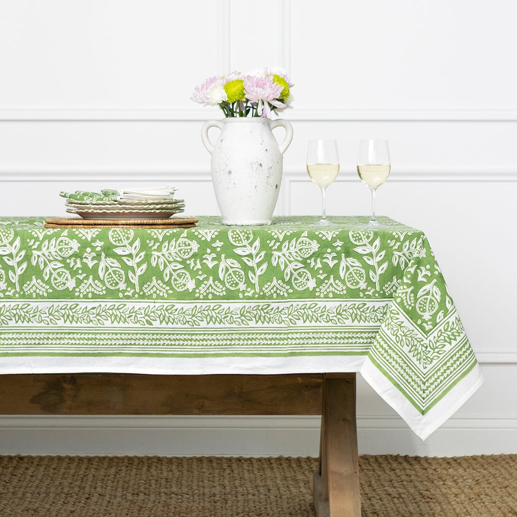 Pomegranate Green Tablecloth | 60x120