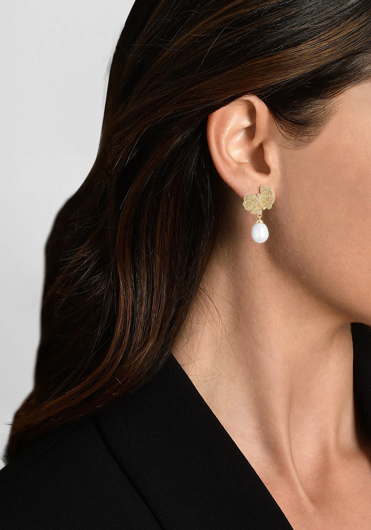 Butterfly with Pearl Drop Earrings