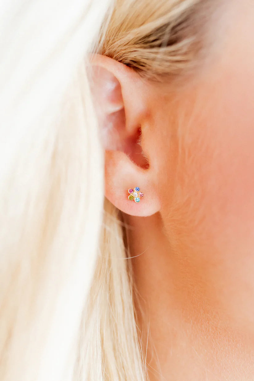 Lyla Flower Multi-Colored Screwback Stud Earrings