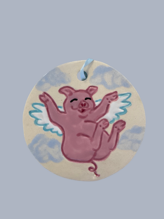 Happy Flying Pig Ornament