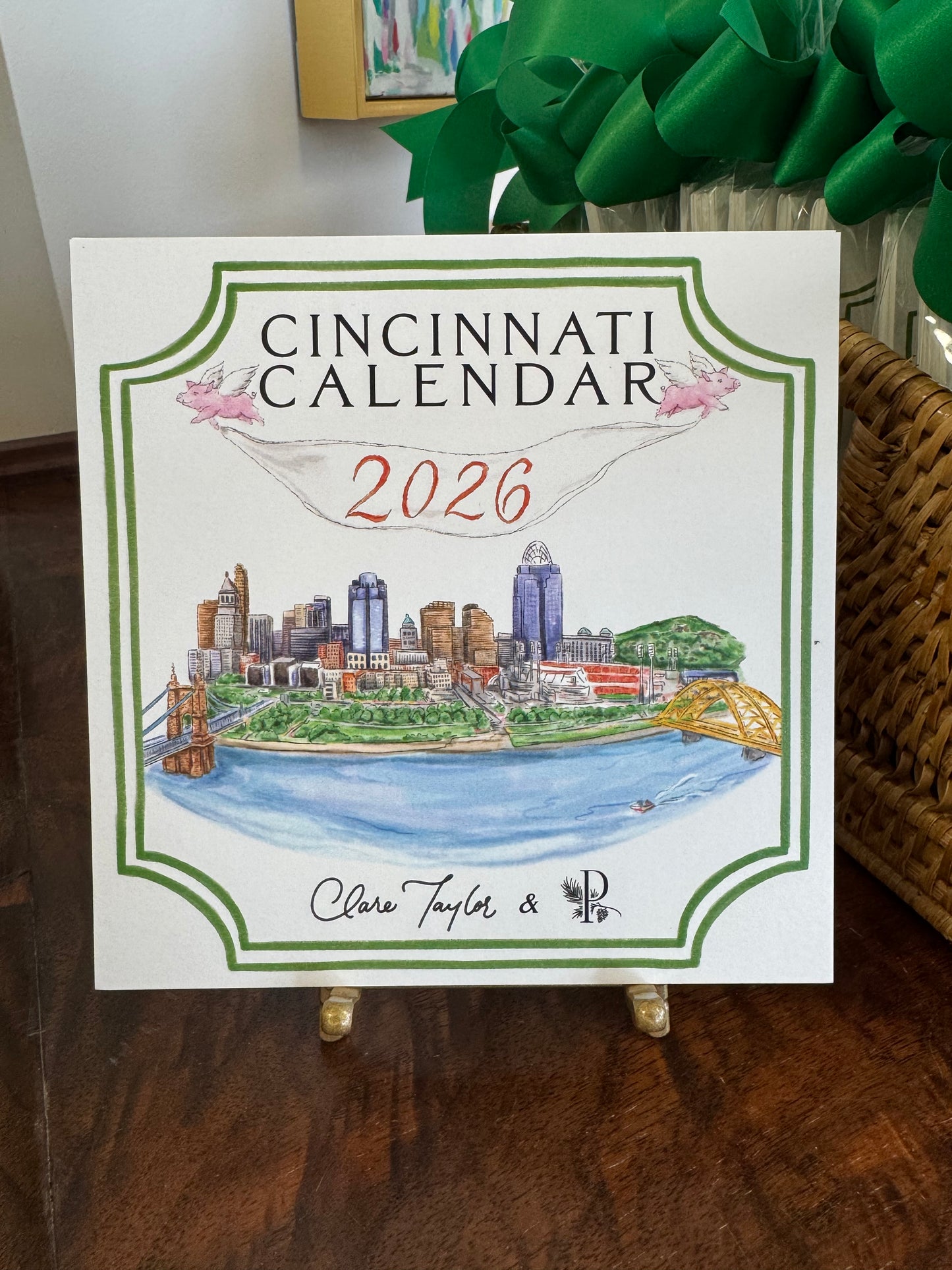 Cincinnati 2026 Illustrated Calendar with Stand
