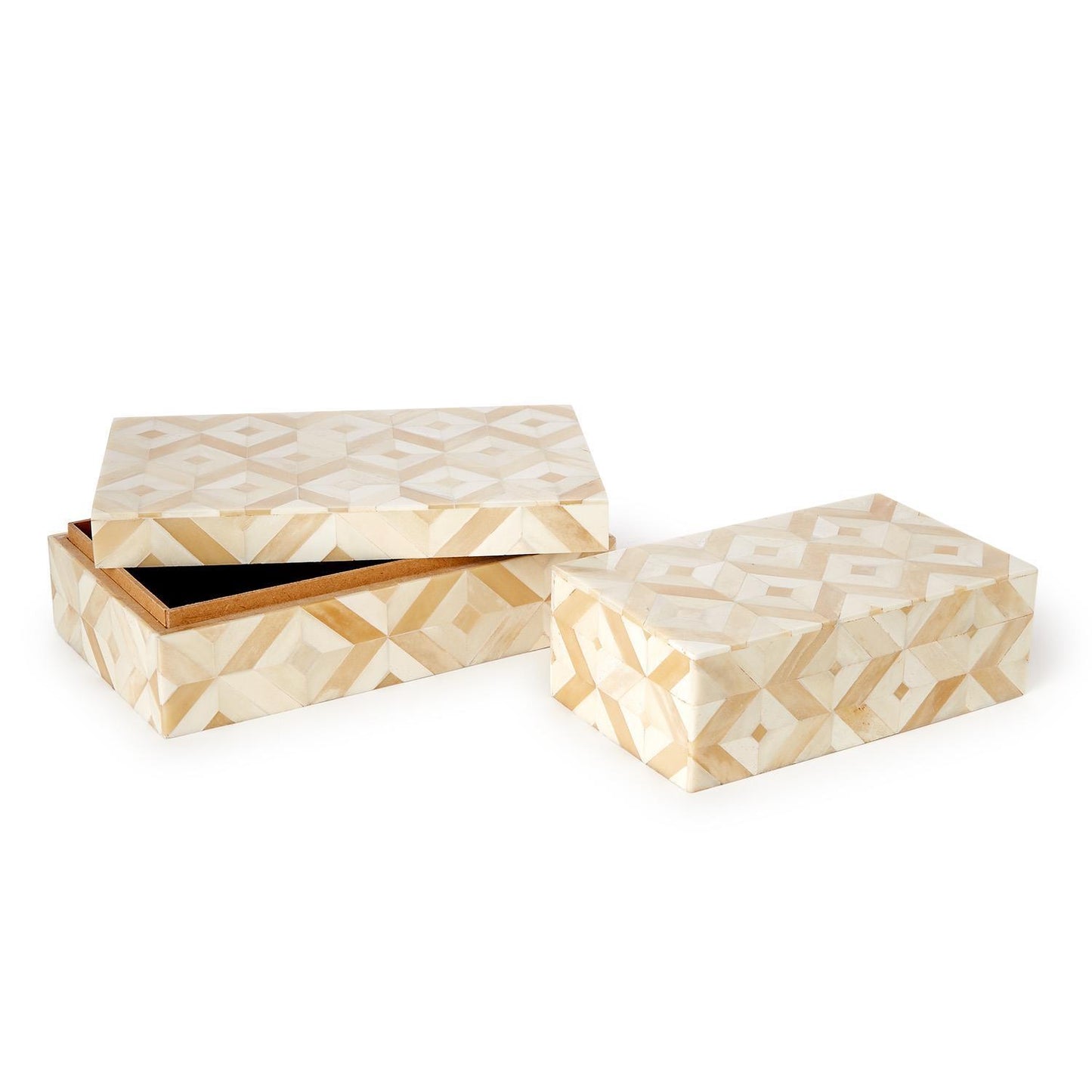 Bone Geometric Covered Boxes, 2 Sizes