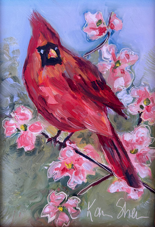 Cardinal and Dogwood Blossoms