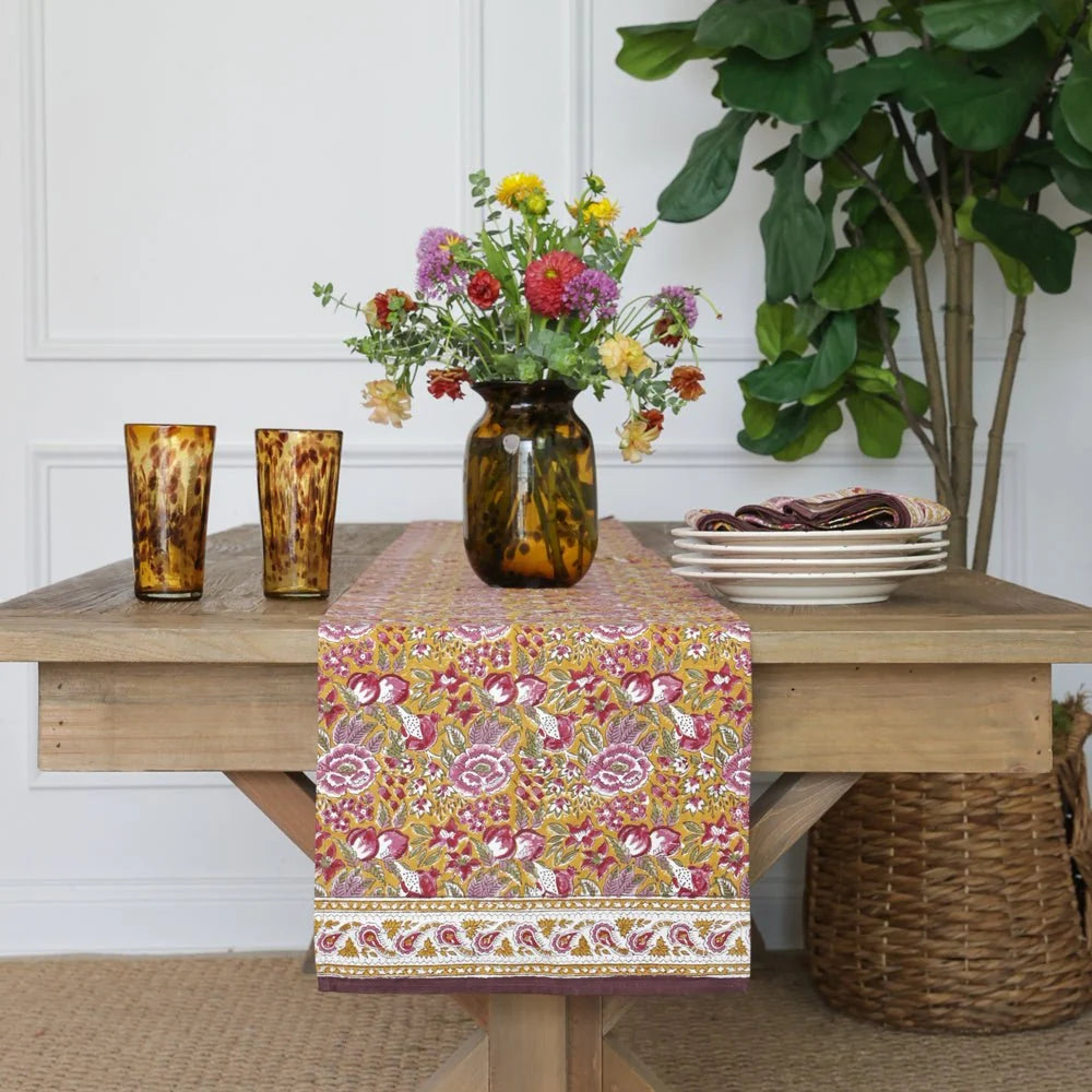Pomegranate Garden Plume & Ochre Table Runner