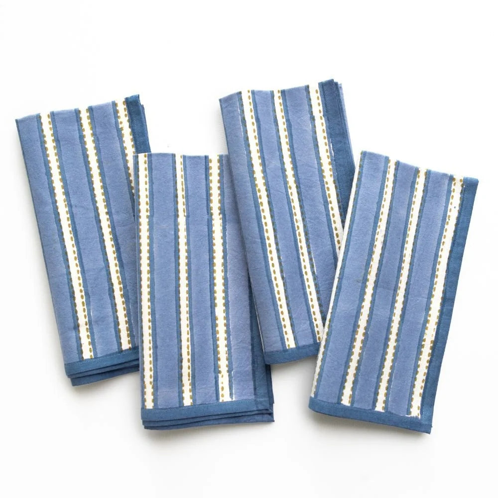Dotted Stripe Blue Napkin