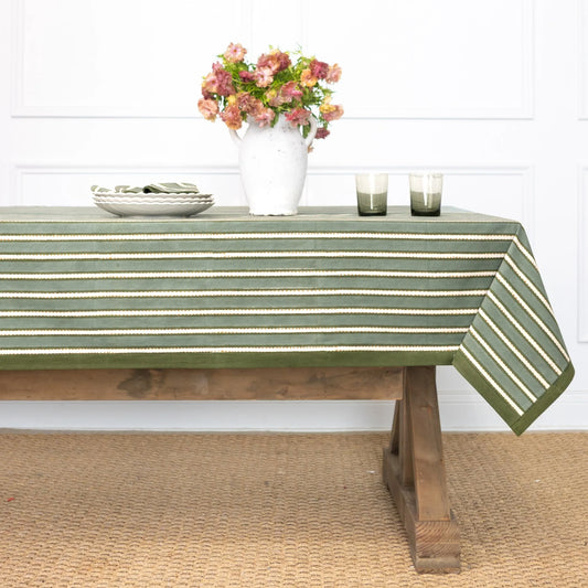 Dotted Stripe Green Tablecloth | 60x120
