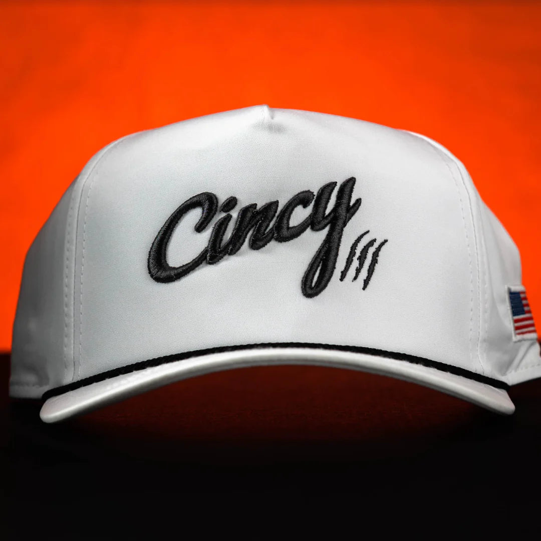 Cincy Hat - White with Black Rope