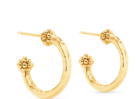 Berry Slice Small Hoop Earrings - Hammered Gold