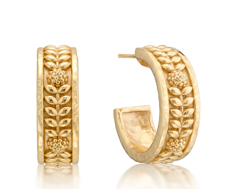 Berry Vine Small Hoop Earrings - Gold