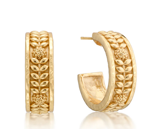 Berry Vine Small Hoop Earrings - Gold