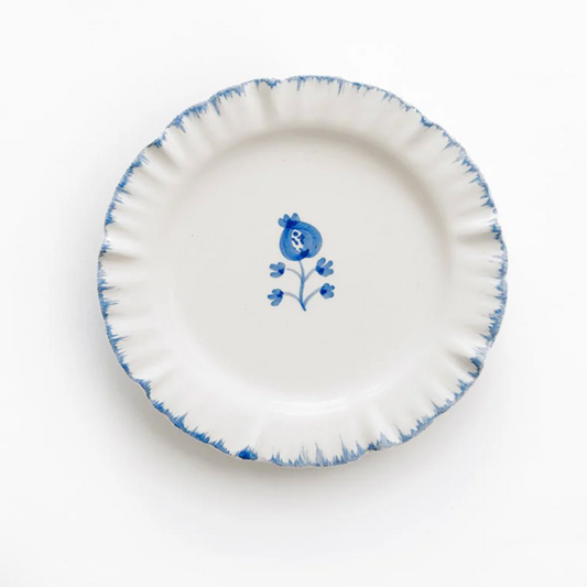 Cobalt Blue Ruffled Edge Appetizer Plate, Set of 4