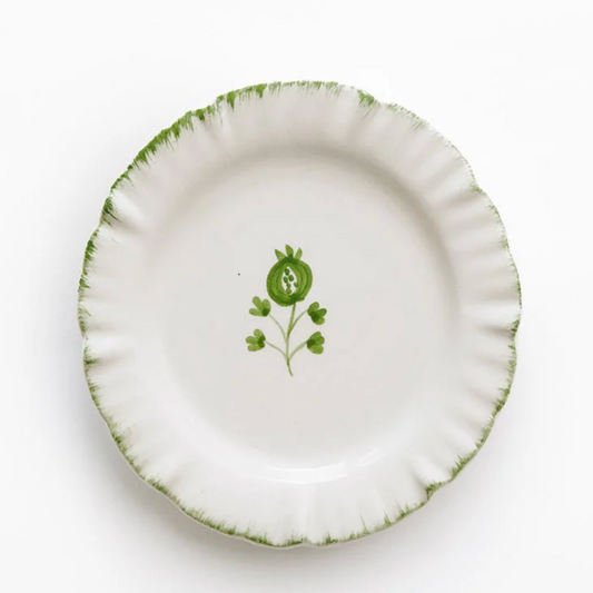 Green Ruffled Edge Appetizer Plate, Set of 4