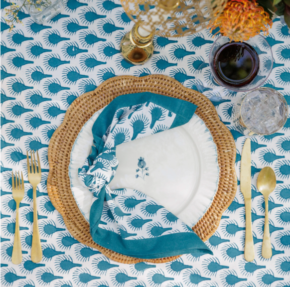 Woven Rattan Scalloped Place Mats | Set of 4