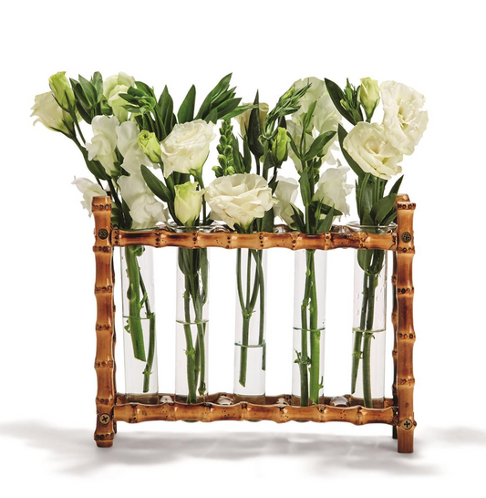Natural Bamboo Vase Includes 5 Glass Tubes