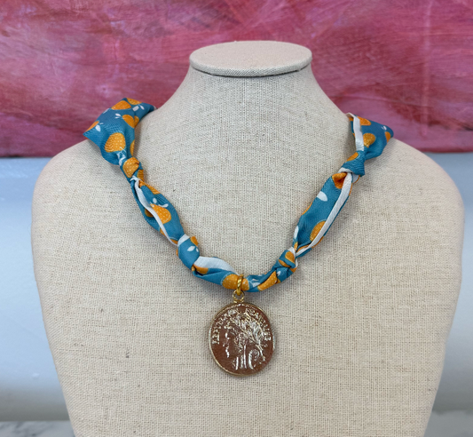 Greek Coin Scarf Necklace