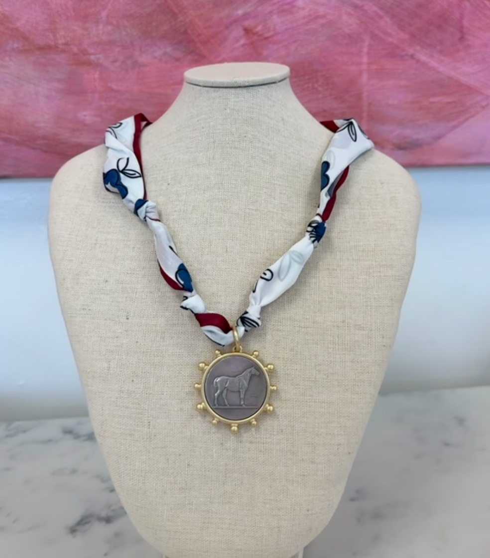 Horse coin scarf necklace