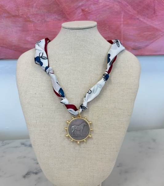 Horse coin scarf necklace