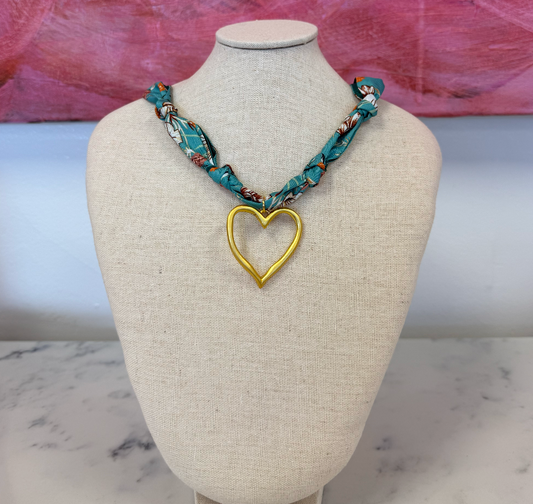 Small Open Heart Scarf Necklace