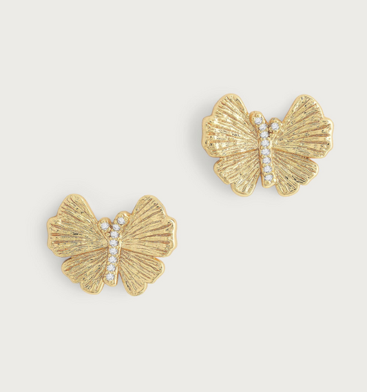 Butterfly Stud Gold Earrings
