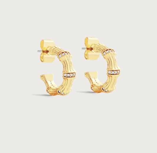 Bamboo Huggie Hoop Earrings