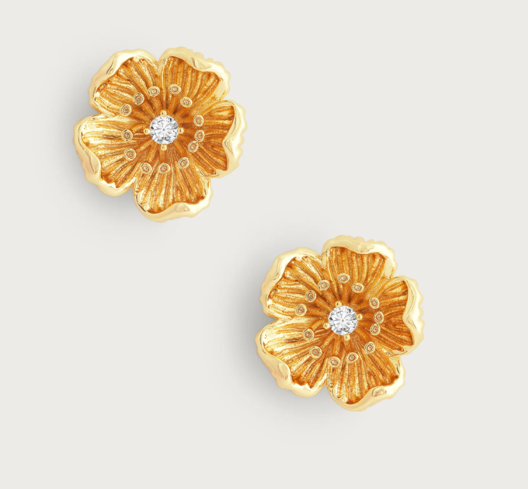 Wildflowers Gold Stud Earrings