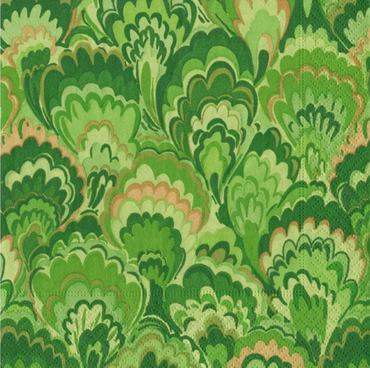 Marbled Ceramica Green Cocktail Napkins