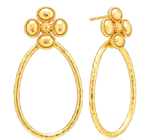 Berry Clover Teardrop Earrings - Gold
