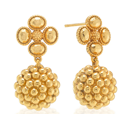 Berry Clover Drop Earrings - Gold
