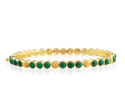Berry Gem Petite Hinged Bangle - Malachite