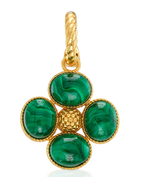 Berry Clover Double Sided Pendant - Malachite