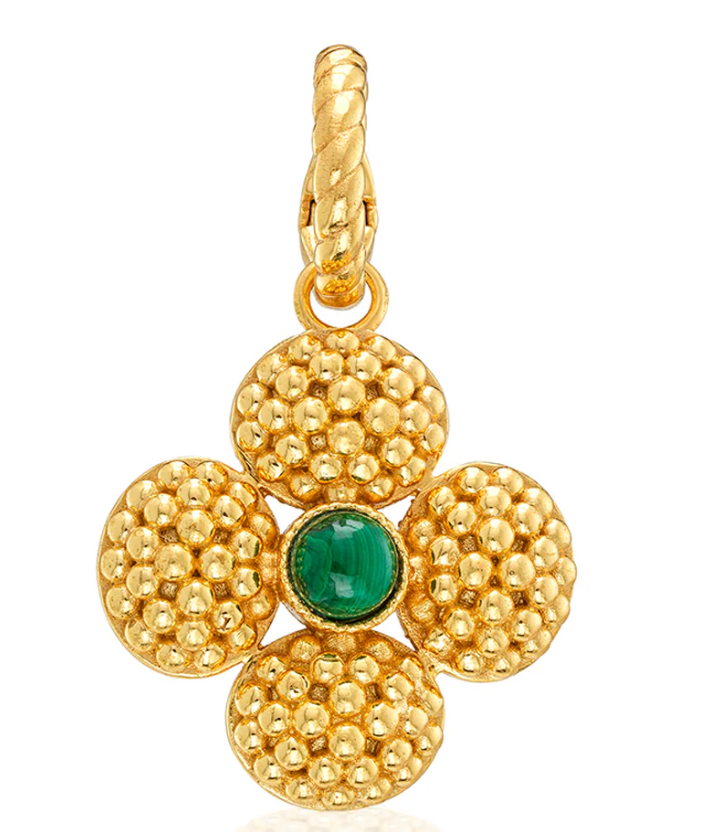 Berry Clover Double Sided Pendant - Malachite