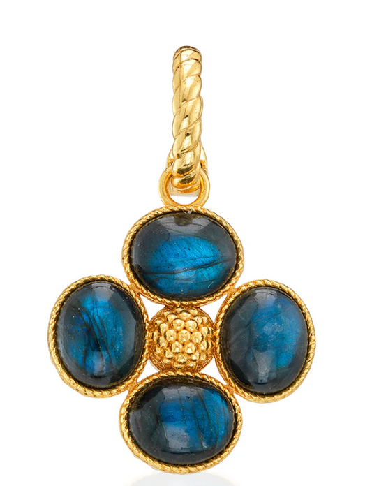 Berry Clover Double Sided Pendant - Blue Labradorite
