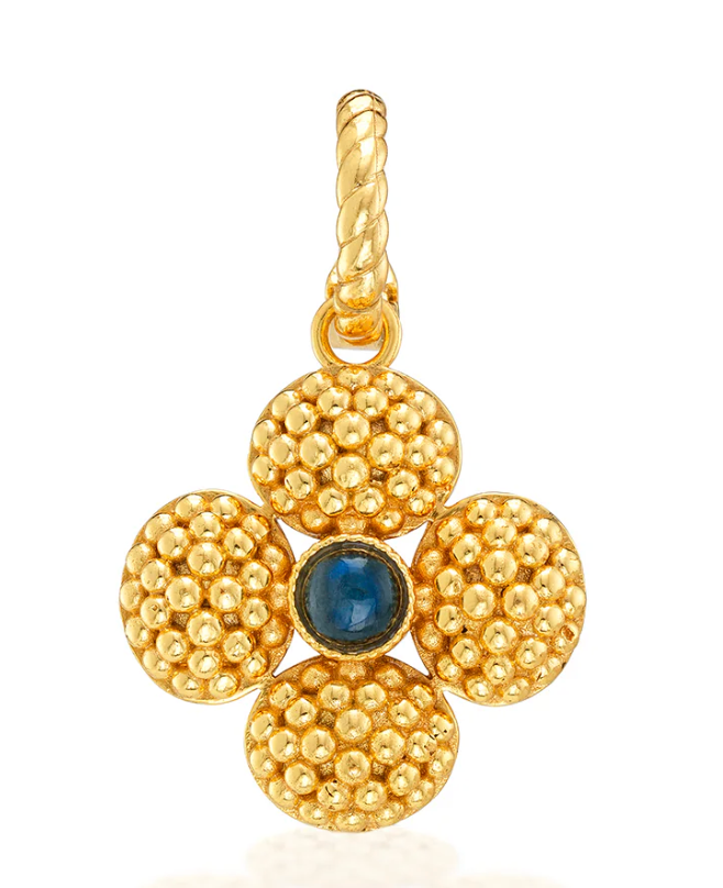 Berry Clover Double Sided Pendant - Blue Labradorite
