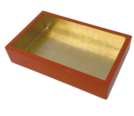 Coral with Gold Lacquer Guest/Dinner Napkin Holder
