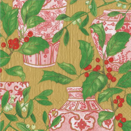Holly and Porcelain Cocktail Napkins