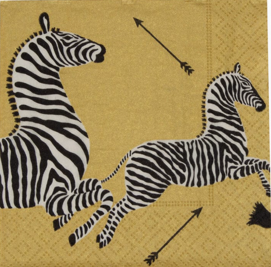 Zebras Gold Cocktail Napkins