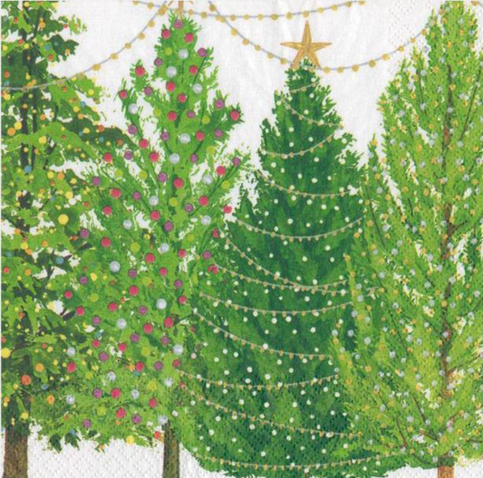 Christmas Trees with Lights Cocktail Napkins