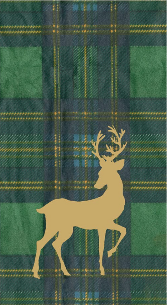Reindeer Tartan Green Guest/Dinner Napkins