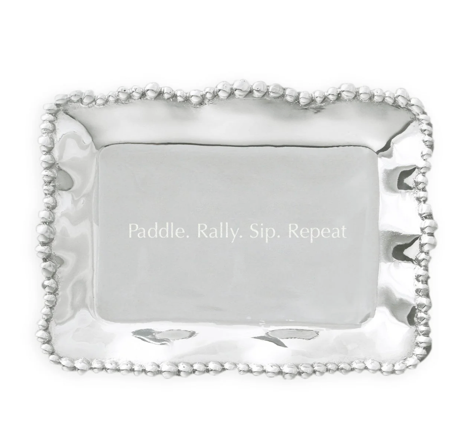 Organic Pearl Rectangular Engraved Tray "Paddle..."