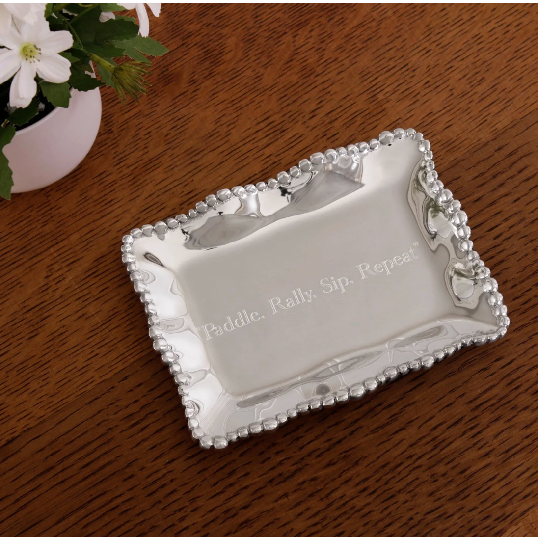 Organic Pearl Rectangular Engraved Tray "Paddle..."