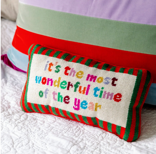 Most Wonderful Time Needlepoint Pillow