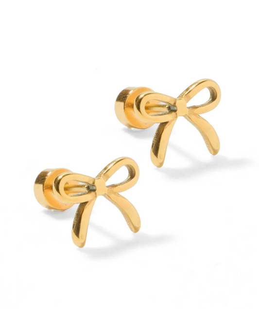 Sadie Bow Gold Screwback Stud Earrings