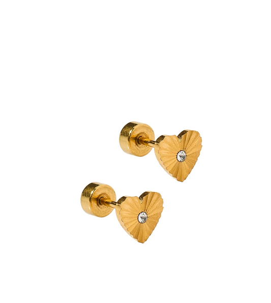 Andrea Heart Screwback Stud Earrings