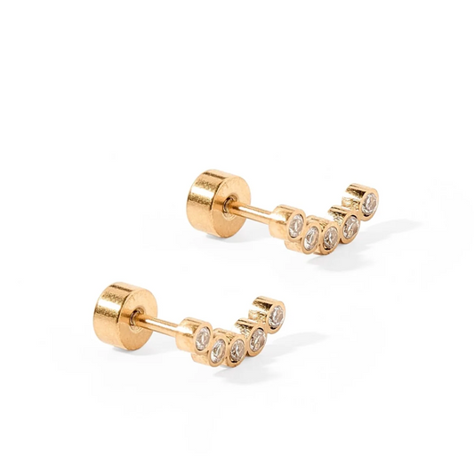 Abigail Sparkle Gold Screwback Stud