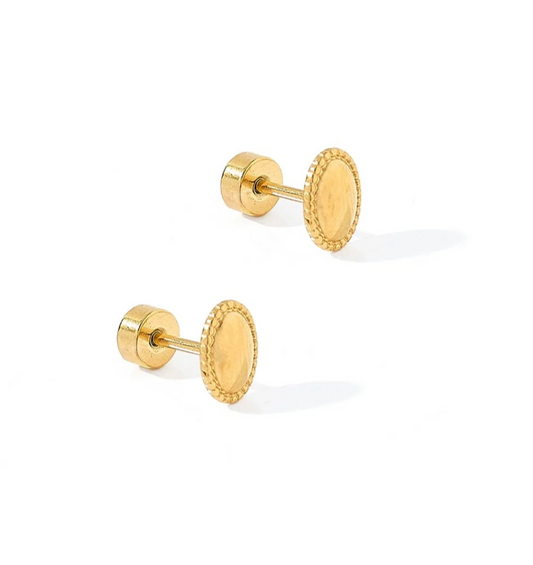 Drew Oval Gold Screwback Stud