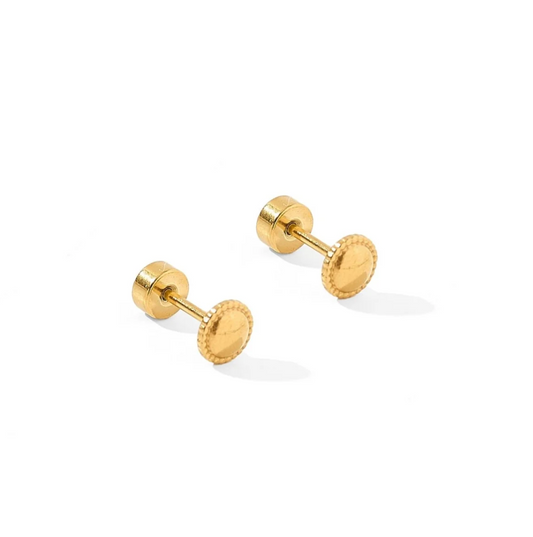 Drew Round Gold Screwback Stud